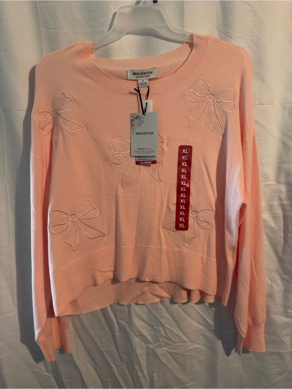 Bridgerton Pink Bow Detail Crewneck Sweater